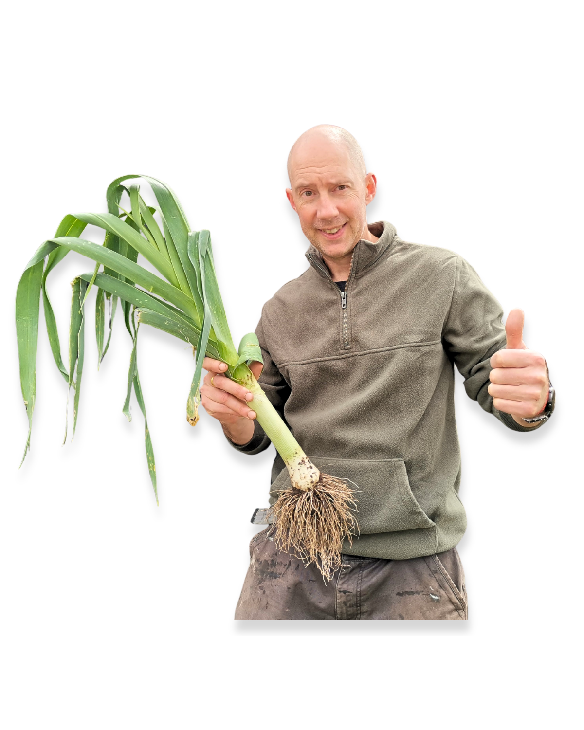 Glen from Veggie Patch Ideas on the allotment with leeks